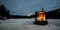 sauna on a frozen lake