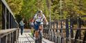 cycling over a bridge in Vrådal