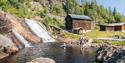 Family bathing at Egderudfossen.