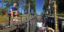 canal boat in lock on the Telemark Canal