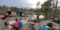 group of cyclists take a break