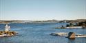 utsikt over fjorden i Langesund om vinteren