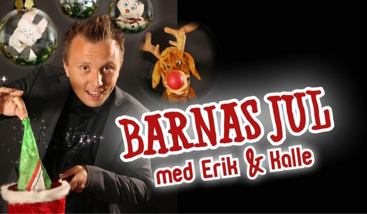 Hva skjer i Drangedal - Barnas Jul med Erik & Kalle. Bilde av Erik med lekedyret Kalle
