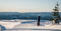 man with sledge on cross-country ski on Lifjell