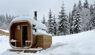 sauna in snow
