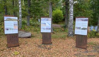 the information boards at the Geopark in Siljan