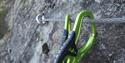Green climbing lock at via ferrata at Gautefall in Drangedal
