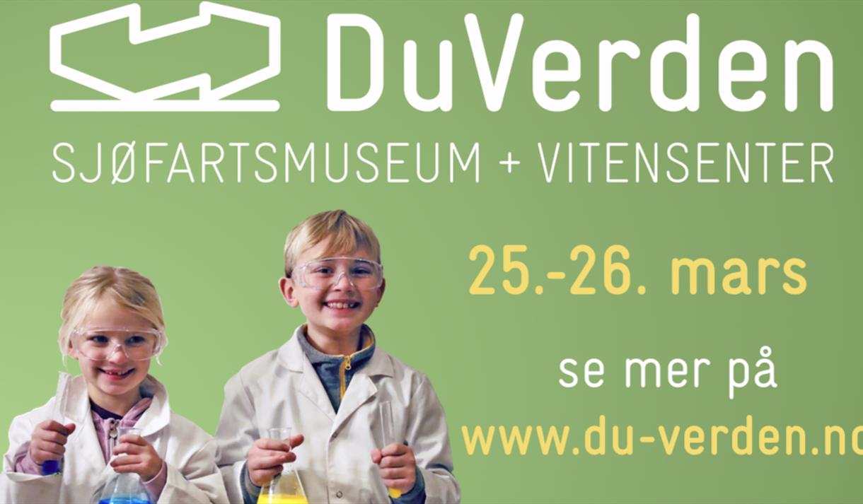 Forskerdager på DuVerden plakat med en liten gutt og en liten jente