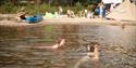 girls swimming at Kilen Camping