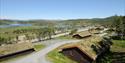 The cabins from Vierli Hyttegrend with a view of the beautiful landscape on Rauland