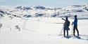 man and woman cross-country skiing at Rauland