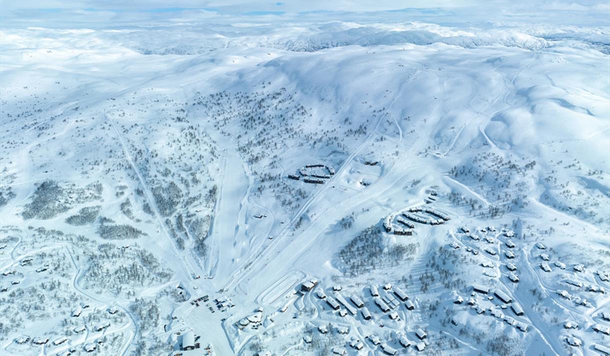 drone image of Haukelifjell ski centre