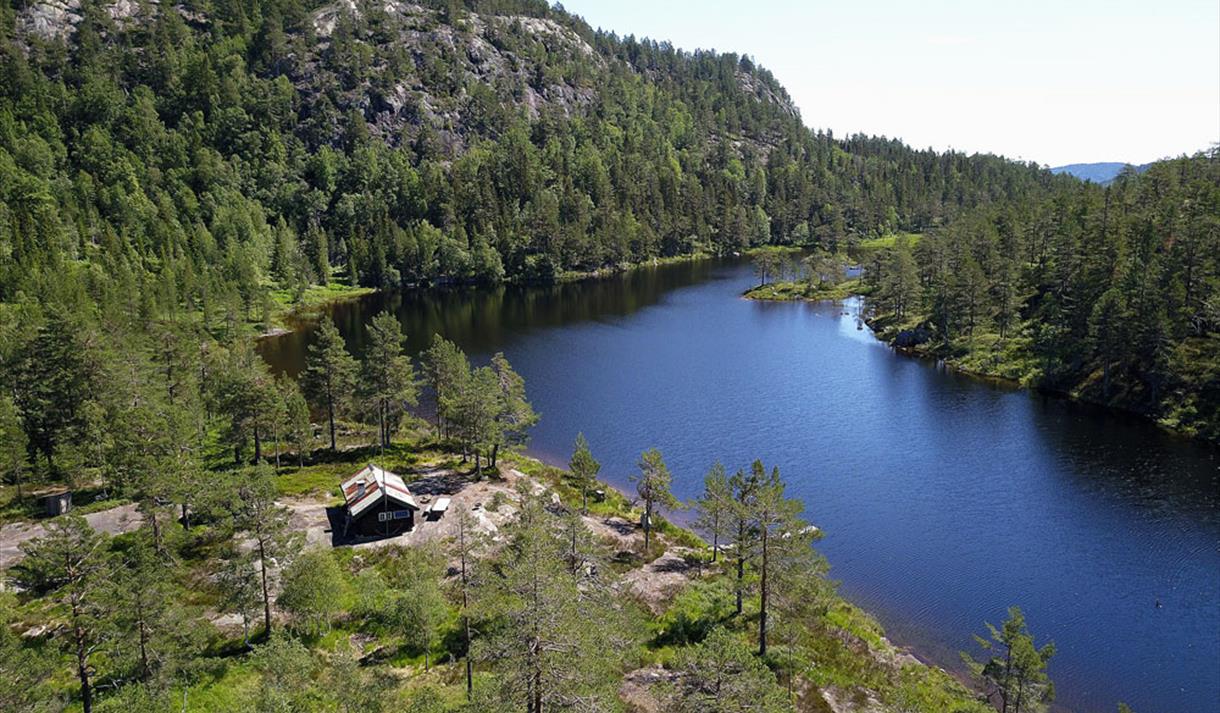 drone image of the cabin Bjørkbu
