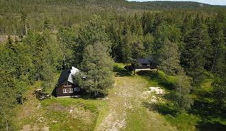 drone picture of cabin Tollhom in Drangedal