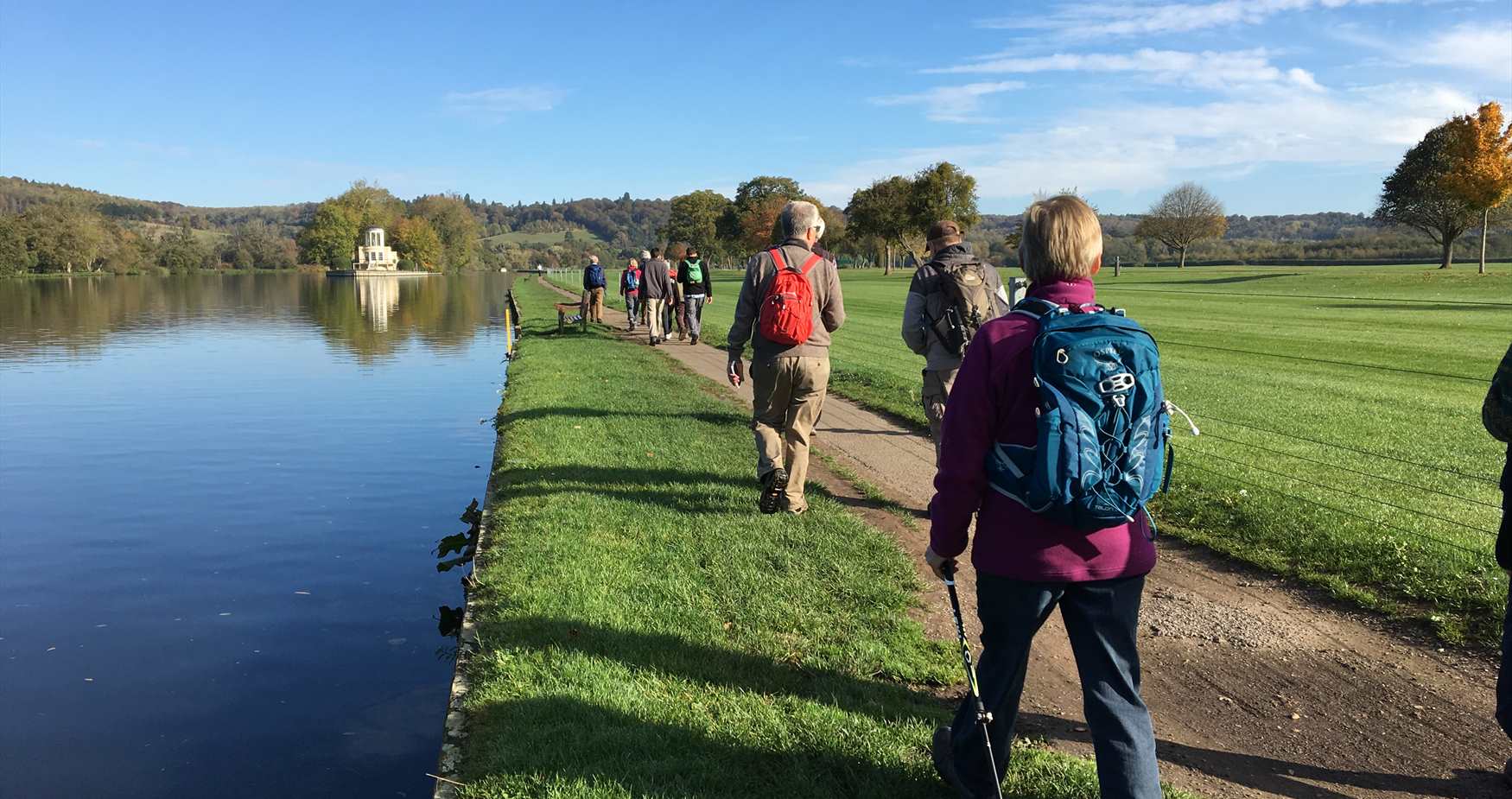 Group walking the Thames Path National Trail at Henley