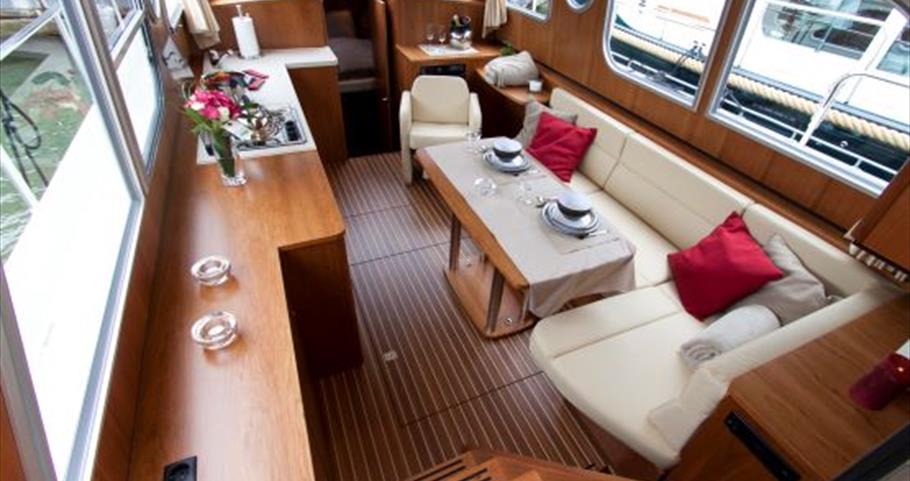 Interior of Hobbs of Henley Midsomer Motor Cruiser for boating holidays on the thames