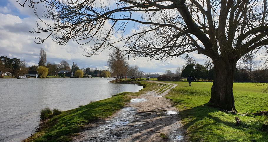 The River Thames and Thames Path looking towards Cookham from Bourne End