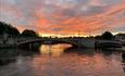View of Caversham Bridge at sunset.