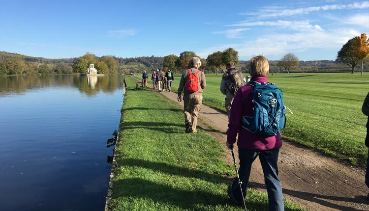 Walkers along the Henley Regatta Course on the Thames Path.