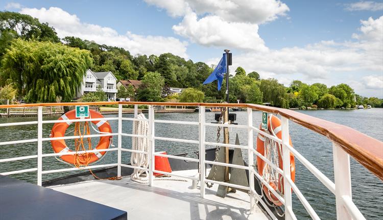 View of the River Thames from the deck of Caversham Lady.
