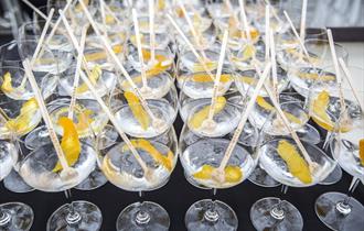 Gin and Tonics laid out on board the New Orleans boat on the Thames at Henley.
