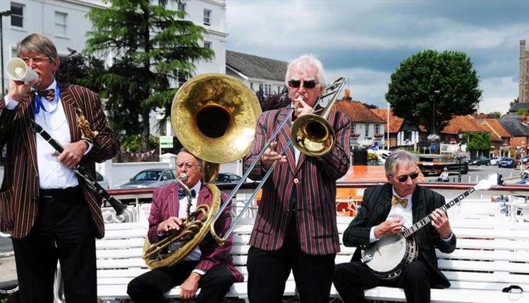 Jazz band playing on the top deck of New Orleans