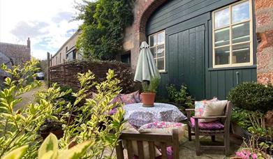 patio outside Acorn Wood Cottage