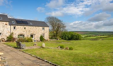 Grounds surrounding Asheston Eco Barns on a summer's day