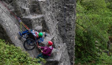 Wheelchair adapted abseiling activities at Calvert Exmoor