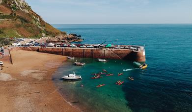 kayaks from Jersey Kayak Adventures Ltd at the beach