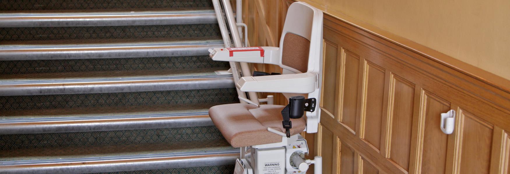 A Stairlift at the bottom of stairs