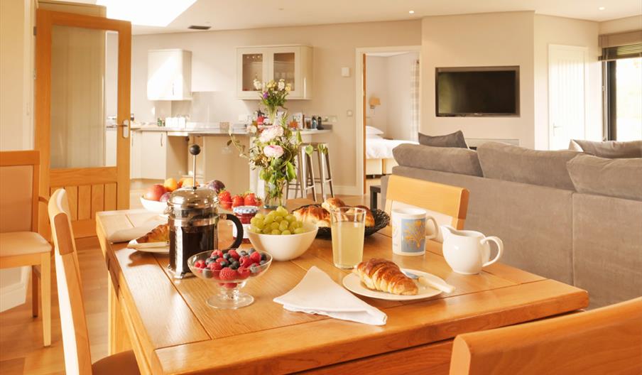 table laid for breakfast at The Granary, Larkbeare Grange