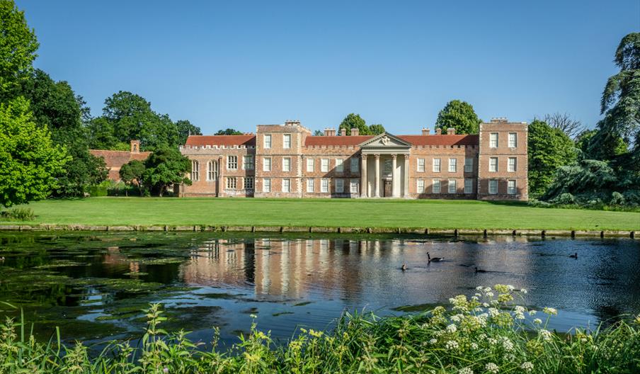 The house at The Vyne, National Trust with the lake in front