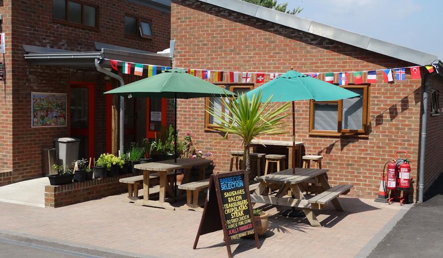 cafe area outside Stubcroft Farm Campsite
