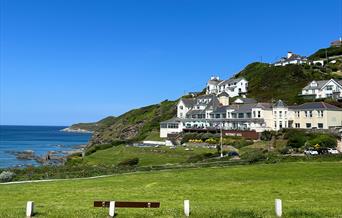 View across to Watersmeet Hotel in North Devon on a sunny day