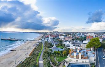 Views across Bournemouth beach and pier from Marsham Court Hotel