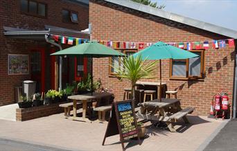 cafe area outside Stubcroft Farm Campsite