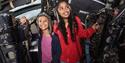 two girls inside an areoplane at Imperial War Museum Duxford