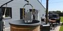 Hoist over the hot tub at Coastal Cottage