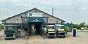 Lady Heyes Holiday park shop with buggies outside