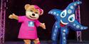 mascots on stage at Beverley Holidays