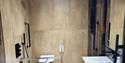 Accessible bathroom with handrails