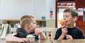 Children enjoying ice cream in the cafe at Staunton Harold