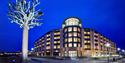outside the Radisson BLU Waterfront Hotel at night