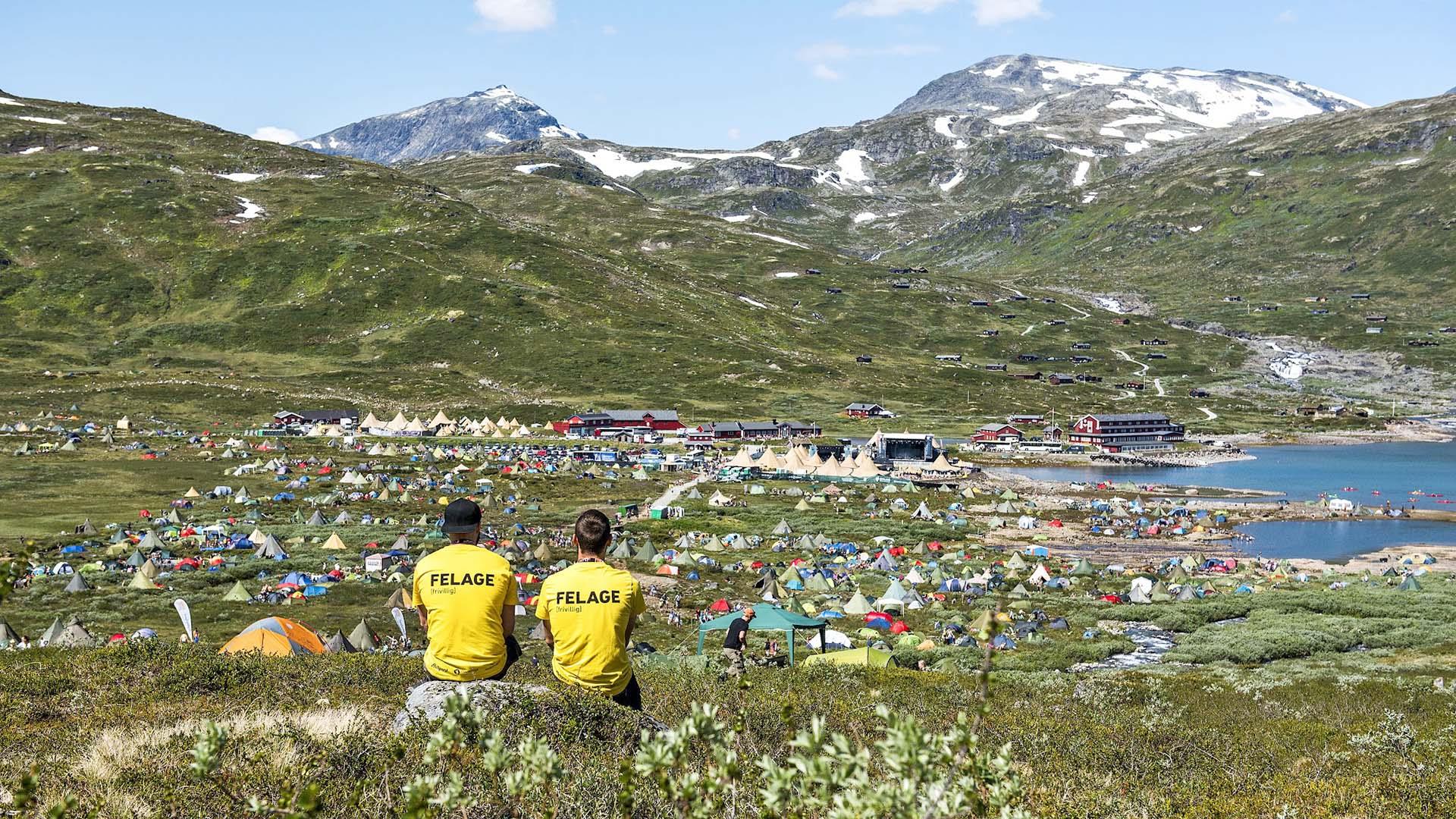 Oversikt over festivalområdet til Vinjerock