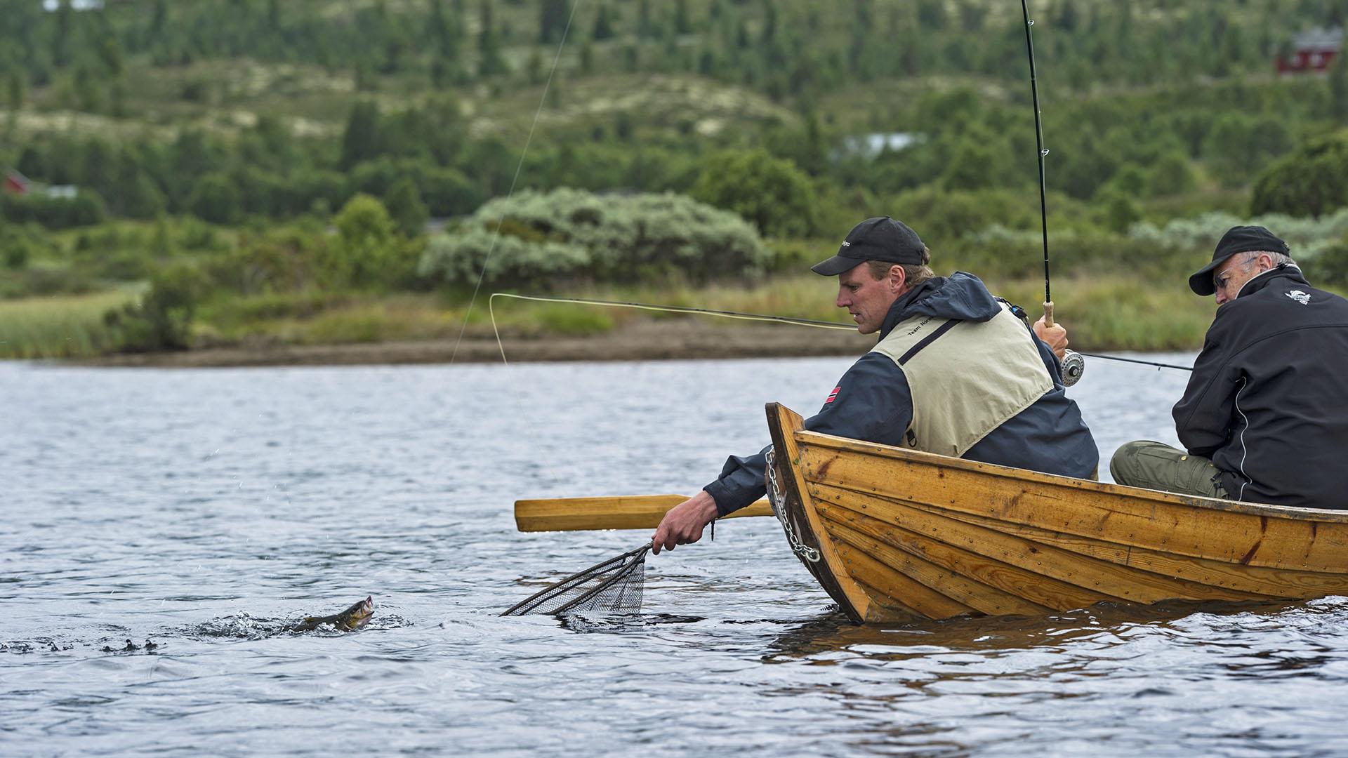 Fishing from a boat