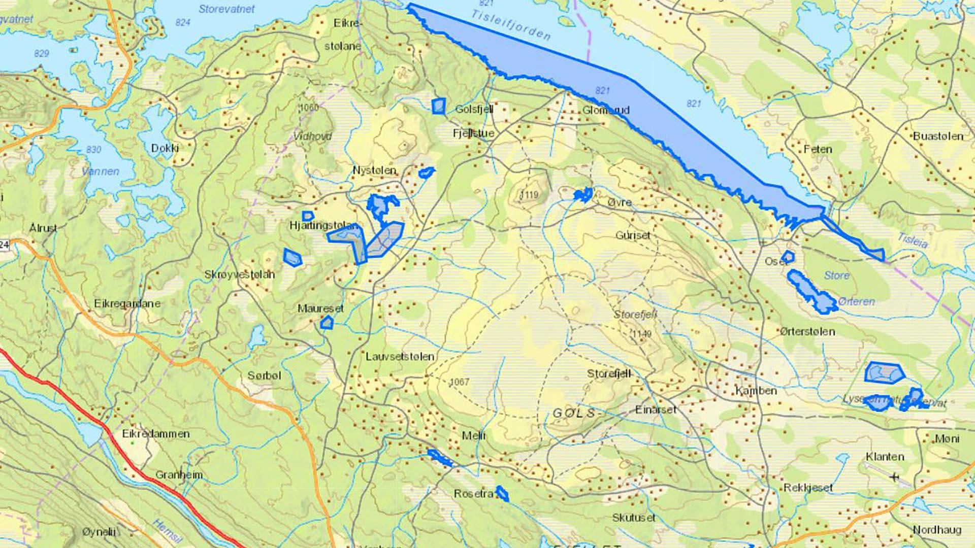 Image of a map where fishing lakes are marked.