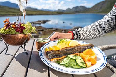 Ørret servert på Bygdin Fjellhotell