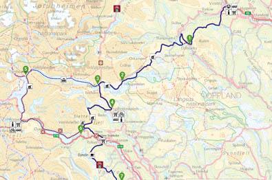 Karte über die Fahrradroute Mjølkevegen