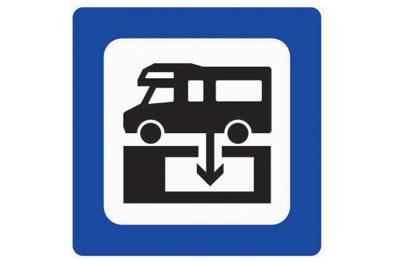 Sign that indicates a sanitary dump station for motorhomes